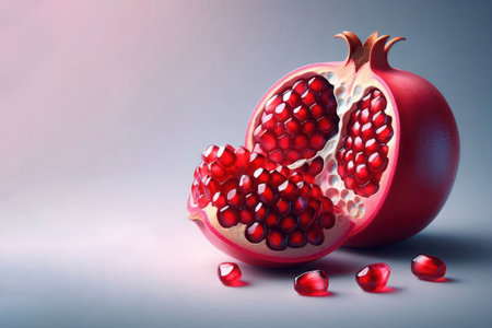 Pomegranate cut on a clean background. Space for textの素材