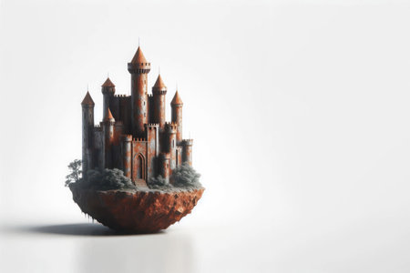 Metal rusty model of an old castle. Space for textの素材