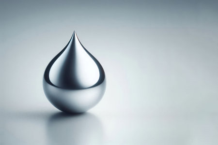 A drop of mercury on a clean background. Space for textの素材