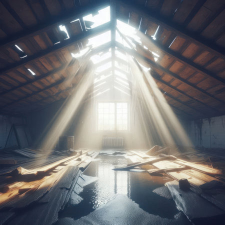 Sun rays in an abandoned atticの素材