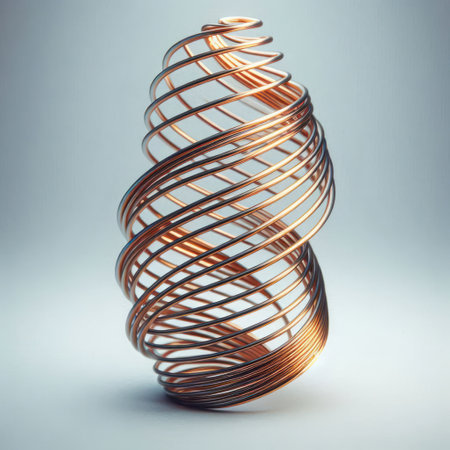 Metal spiral sculpture. Space for textの素材