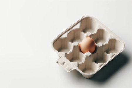 One egg in a cardboard box. Space for textの素材