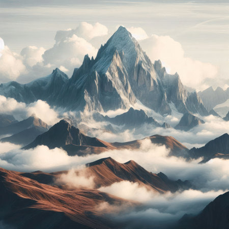 High mountains, drowning in cloudsの素材