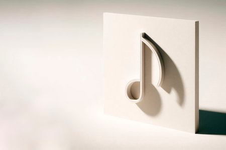 Sculpture of a musical note with a shadow. Space for textの素材