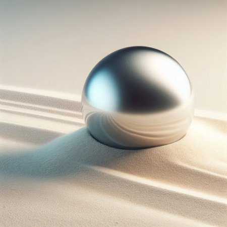 A metal ball in the sandの素材
