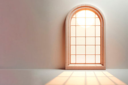 Sunlight breaks through the window, creating a calm atmosphere. Space for textの素材