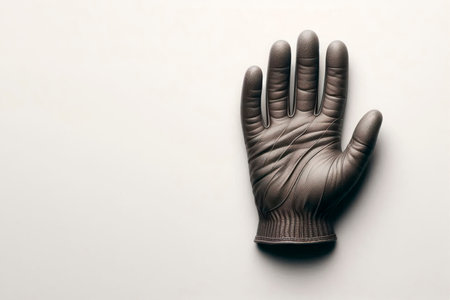 Black glove on a light background. Space for textの素材