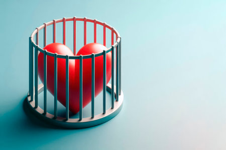 The heart in a cage, the limitation of feelings and freedom. Space for textの素材