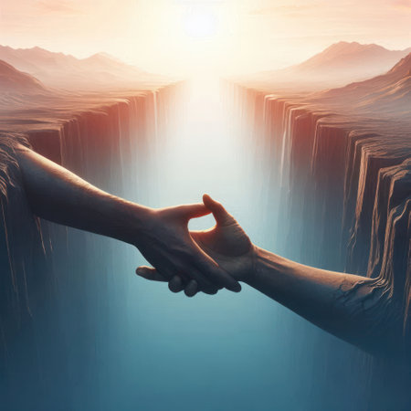 Hands reach out to each other across the abyssの素材