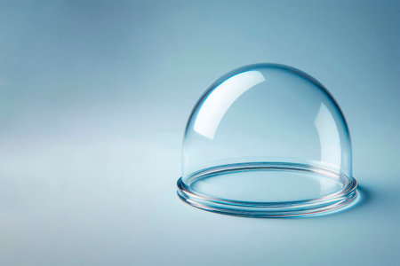 Glass, transparent dome on a clean background. Space for textの素材