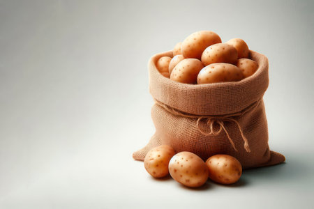 A bag of potatoes on a clean background. Place for doughの素材