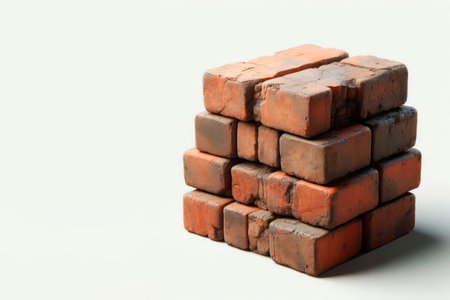 Stacked bricks on a light background. Space for textの素材