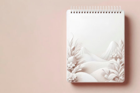 Delicate drawing on a notebook with natural motifs. Space for textの素材