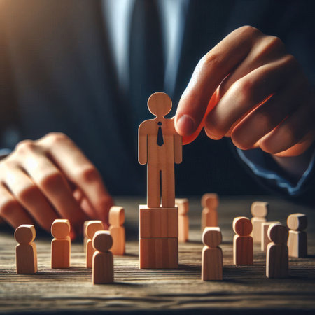 Choosing a leader among wooden figurinesの素材