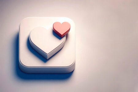 Two hearts on the icon, a symbol of love and unity. Space for textの素材