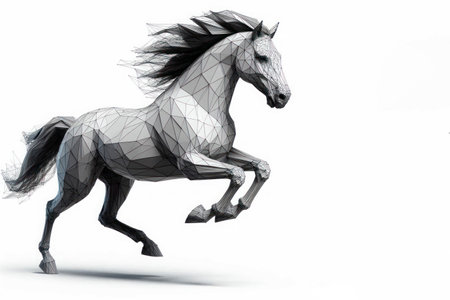 Polygonal horse in motion. Space for textの素材