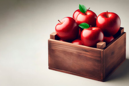 A box with red apples. Space for textの素材