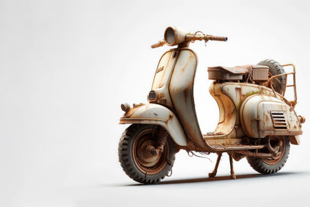An old rusty scooter on a clean background. Space for textの素材