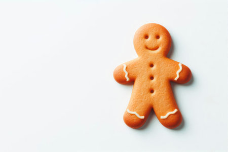 Gingerbread with a smile on a light background. Space for textの素材