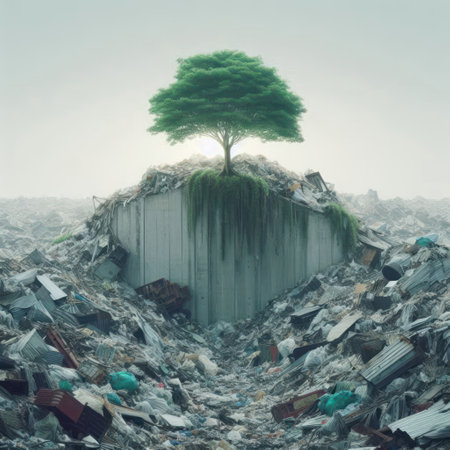 A lonely tree on top of a mountain of garbageの素材