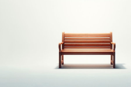 Wooden bench on a light background. Space for textの素材