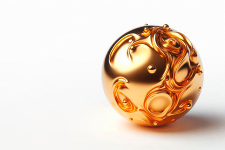 Abstract gold ball with wavy patterns. Space for textの素材