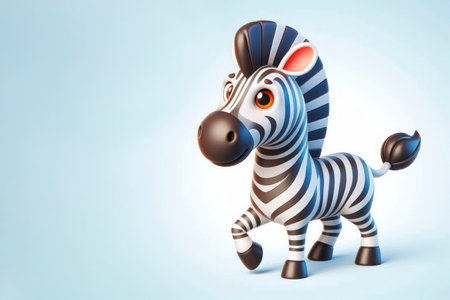 Cartoon zebra on a light background. Space for textの素材