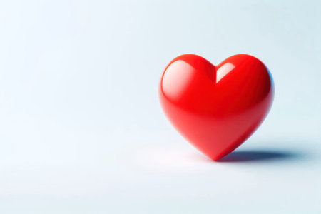Red heart on a light background. Space for textの素材