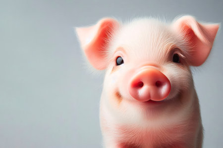Cute pig on a clean background. Space for textの素材