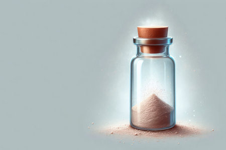 A small bottle of sand on a clean background. Space for textの素材