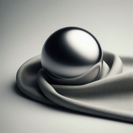 Metal ball on gray fabricの素材