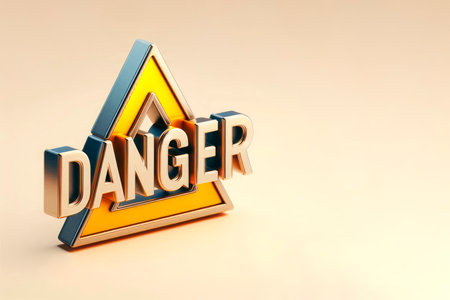 Yellow DANGER sign. Space for textの素材