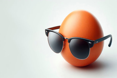 Egg in sunglasses. Space for textの素材