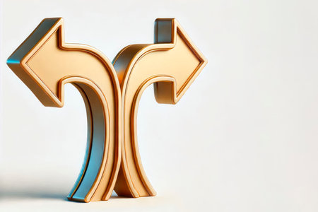 Golden hands symbolizing the choice of path and direction. Space for textの素材