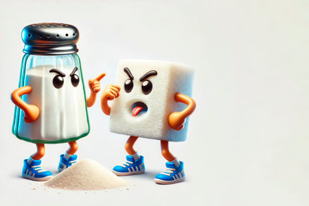 Sugar and salt in the dispute. Space for textの素材