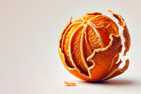 Dried orange with pieces of peel. Space for textの素材