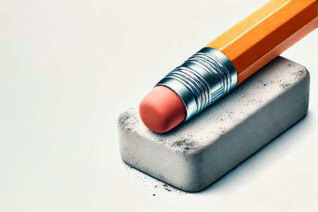 Eraser and pencil on a light background. Space for textの素材