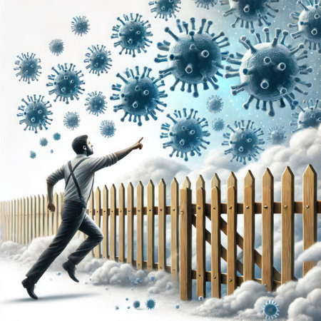 A person drives viruses through the fenceの素材