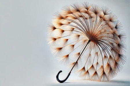 Dandelion-shaped umbrella. Space for textの素材