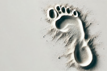 Footprint in the sand. Space for textの素材