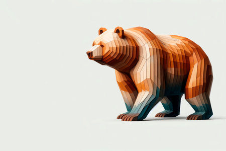 Geometric bear on a light background. Space for textの素材