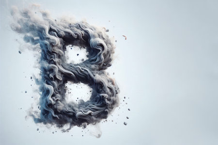 The letter B, made of smoke and fog. Space for textの素材