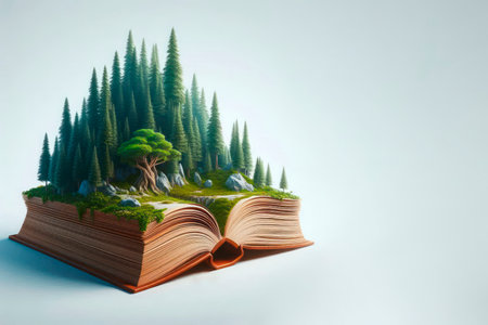 A book from which a forest grows. Space for textの素材