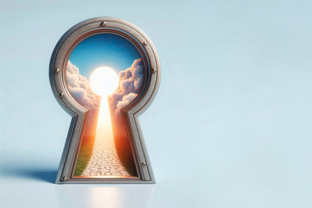 Sunlight through the keyhole. Space for textの素材