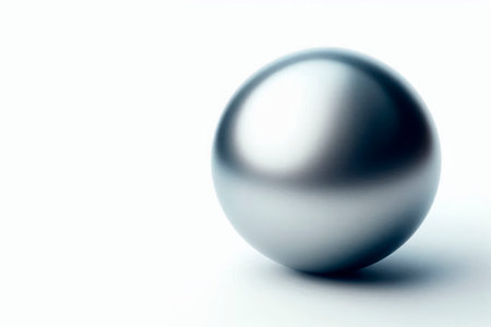 Metal ball on a light background. Space for textの素材