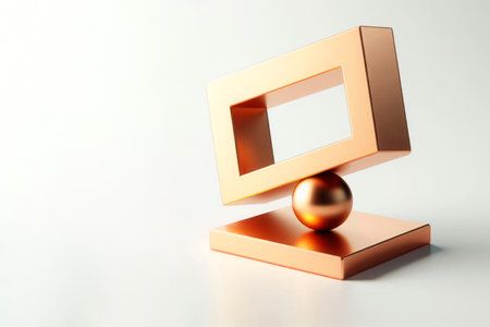 Geometric shape with a ball and a frame. Space for textの素材