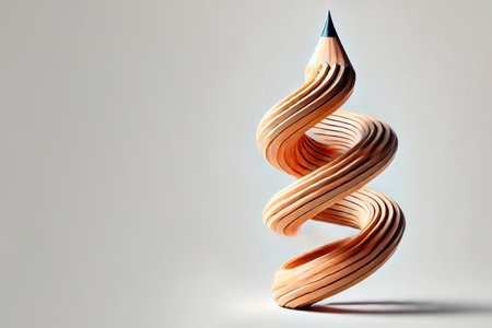 A pencil twisted into a spiral. Space for textの素材