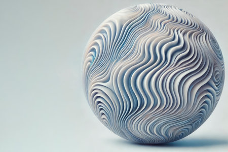 A smooth ball covered with wavy patterns. Space for textの素材