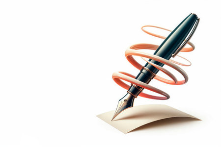 Fountain pen with rotating belt. Space for textの素材