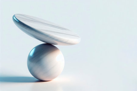 Two stones in balance, a light background. Space for textの素材